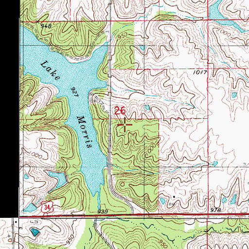 Topographic Map of Highland School, IA