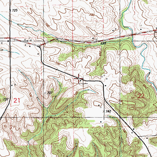 Topographic Map of Highland School, IA