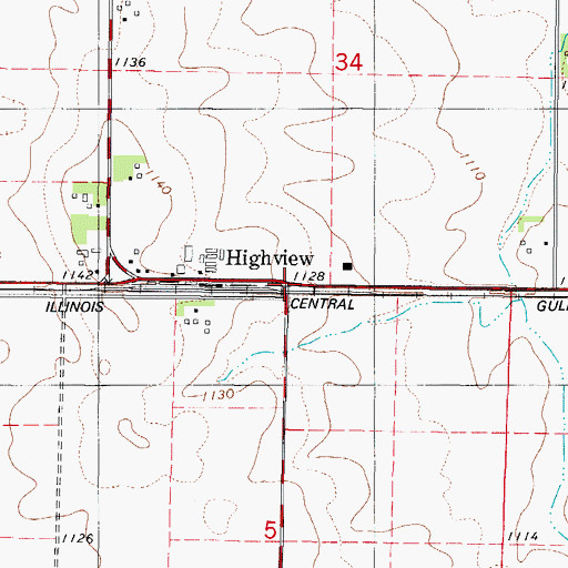 Topographic Map of Highview, IA