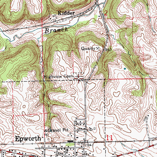 Topographic Map of Highview Cemetery, IA