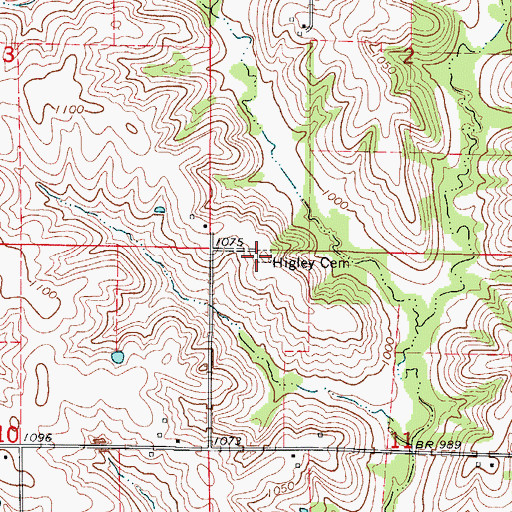 Topographic Map of Higley Cemetery, IA