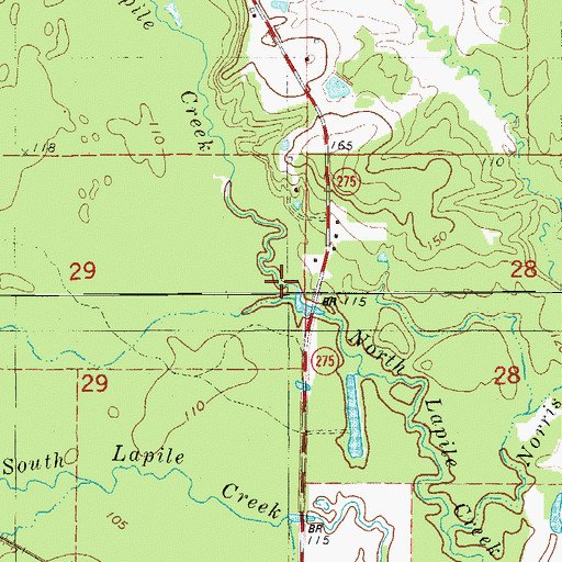 Topographic Map of North Lapile Creek, AR