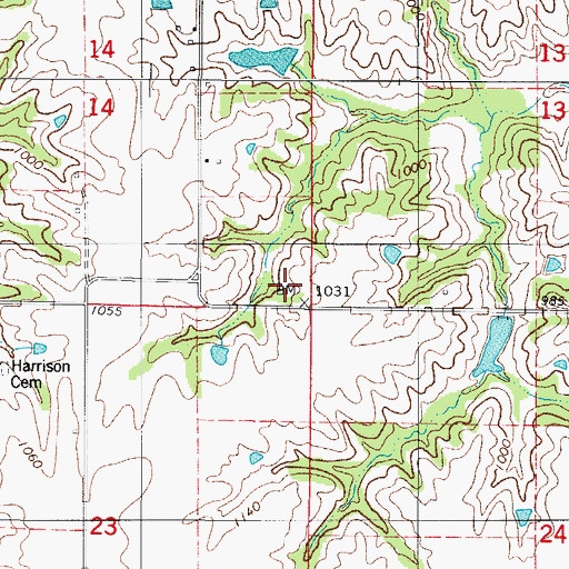 Topographic Map of Hill School, IA