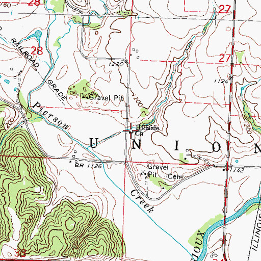 Topographic Map of Hillside Church, IA