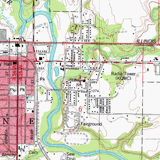 Topographic Map of Hilltop School, IA