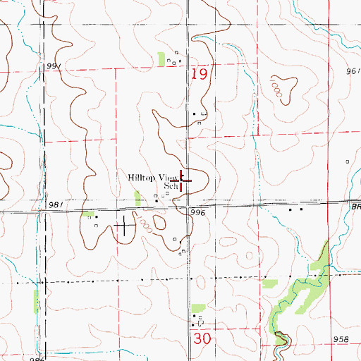 Topographic Map of Hilltop View School, IA