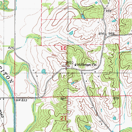 Topographic Map of Hilltown Cemetery, IA