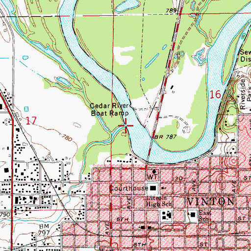 Topographic Map of Hinkle Creek, IA