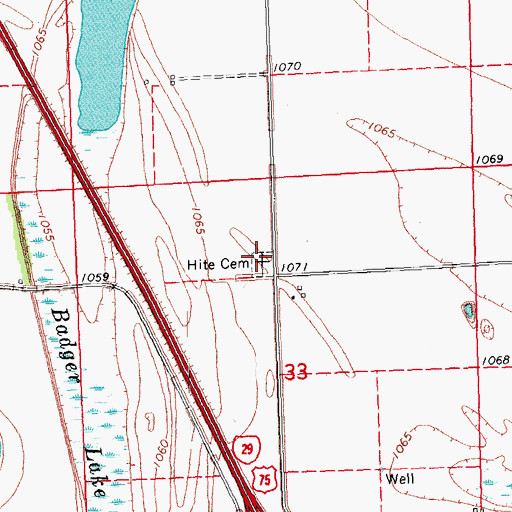 Topographic Map of Hite Cemetery, IA
