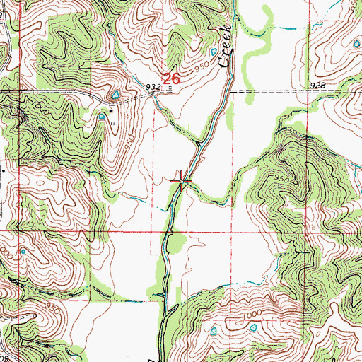 Topographic Map of Hog Creek, IA