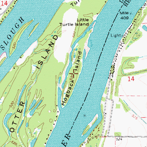 Topographic Map of Hogback Island, IA
