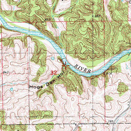 Topographic Map of Hogs Den Hollow, IA