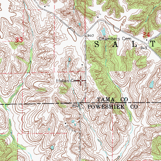 Topographic Map of Holan Cemetery, IA
