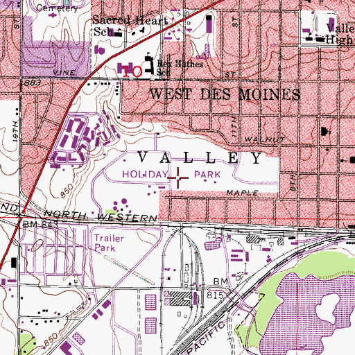 Topographic Map of Holiday Park, IA