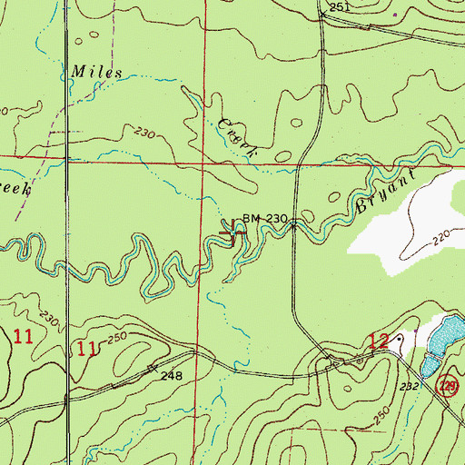 Topographic Map of Miles Creek, AR