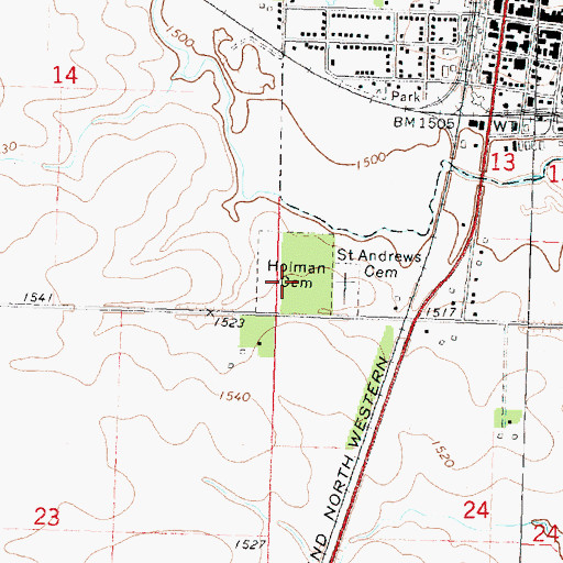 Topographic Map of Holman Cemetery, IA