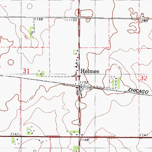 Topographic Map of Holmes, IA