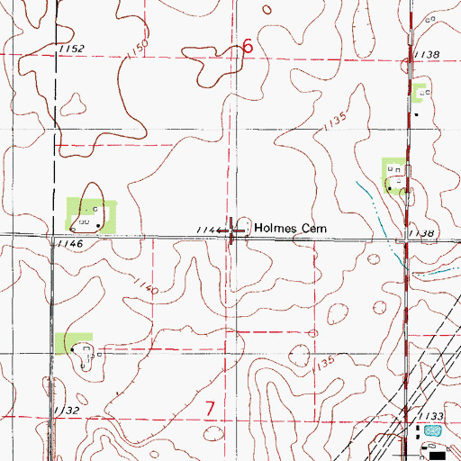 Topographic Map of Holmes Cemetery, IA
