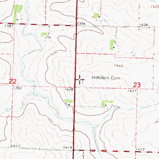 Topographic Map of Holstein Cemetery, IA