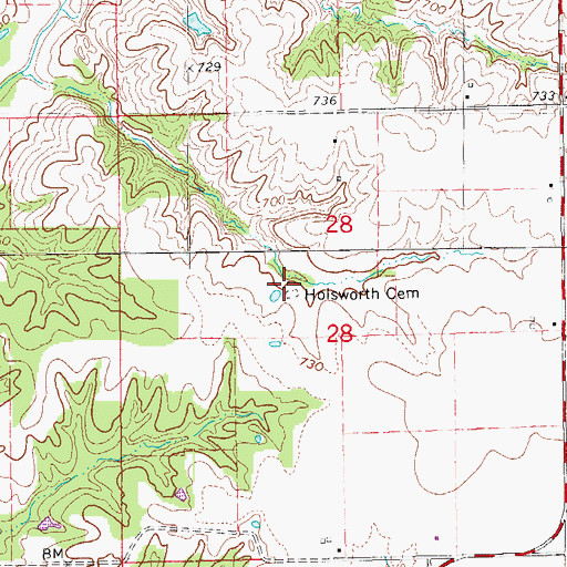 Topographic Map of Holsworth Cemetery, IA