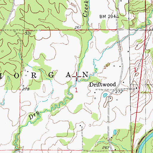 Topographic Map of Morgan Creek, AR