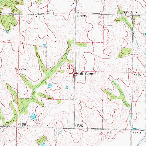 Topographic Map of Holt Cemetery, IA