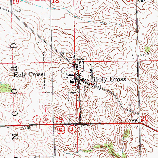 Topographic Map of Holy Cross, IA