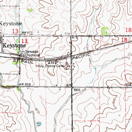 Topographic Map of Holy Cross Cemetery, IA