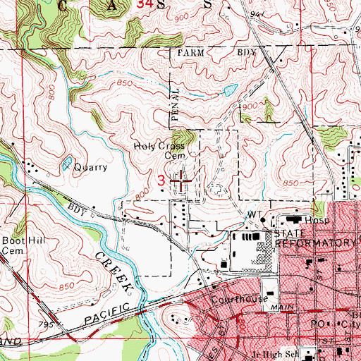 Topographic Map of Holy Cross Cemetery, IA