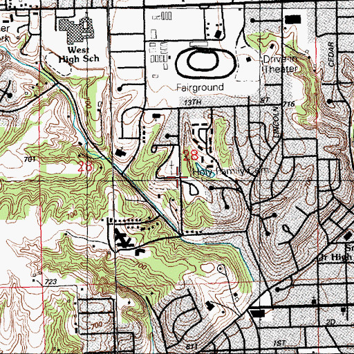 Topographic Map of Holy Family Cemetery, IA