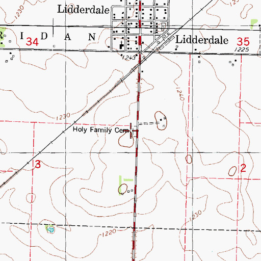 Topographic Map of Holy Family Cemetery, IA