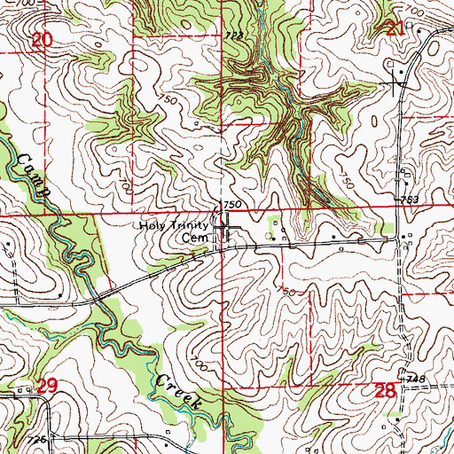 Topographic Map of Holy Trinity Cemetery, IA
