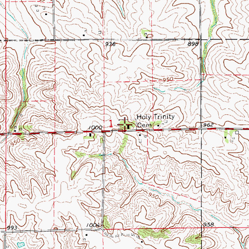 Topographic Map of Holy Trinity Cemetery, IA