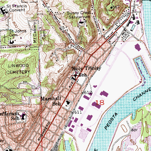 Topographic Map of Holy Trinity School, IA