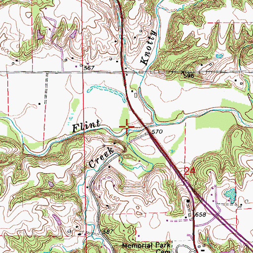 Topographic Map of Honey Creek, IA