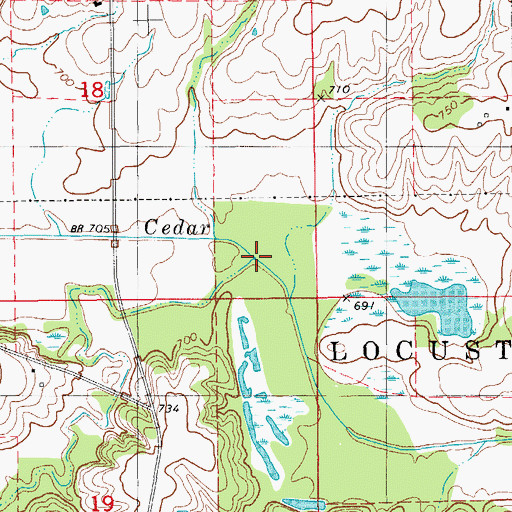 Topographic Map of Honey Creek, IA