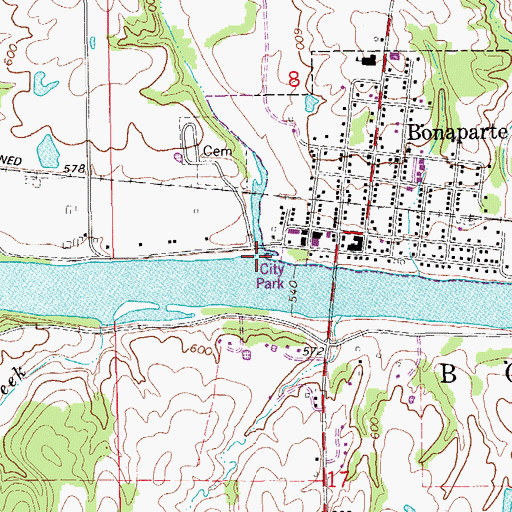 Topographic Map of Honey Creek, IA