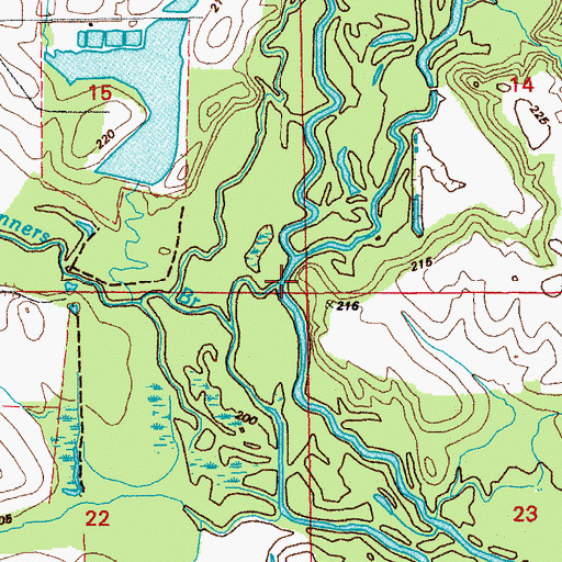 Topographic Map of Skinners Branch, AR