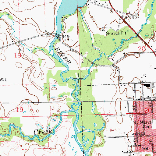 Topographic Map of Honey Creek, IA