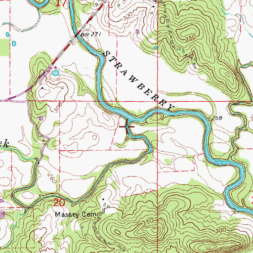 Topographic Map of South Big Creek, AR
