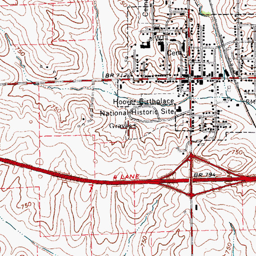 Topographic Map of Herbert Hoover National Historic Site, IA
