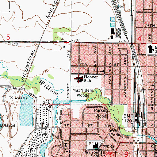 Topographic Map of Hoover Elementary School, IA