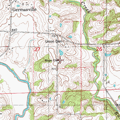 Topographic Map of Hope Cemetery, IA