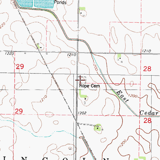 Topographic Map of Hope Cemetery, IA