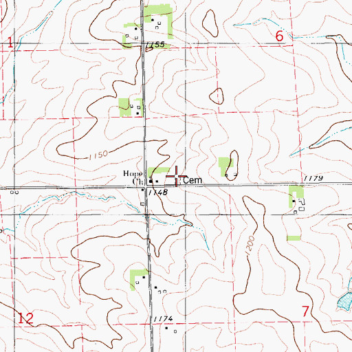 Topographic Map of Hope Cemetery, IA