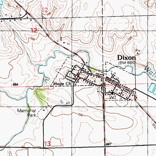Topographic Map of Hope Church, IA