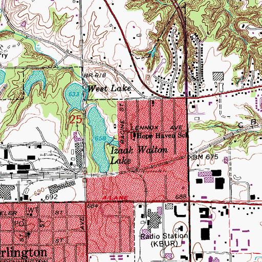 Topographic Map of Hope Haven School, IA