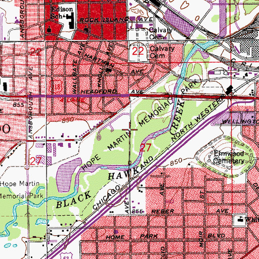 Topographic Map of Hope Martin Memorial Park, IA