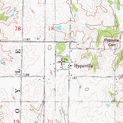 Topographic Map of Hopeville, IA