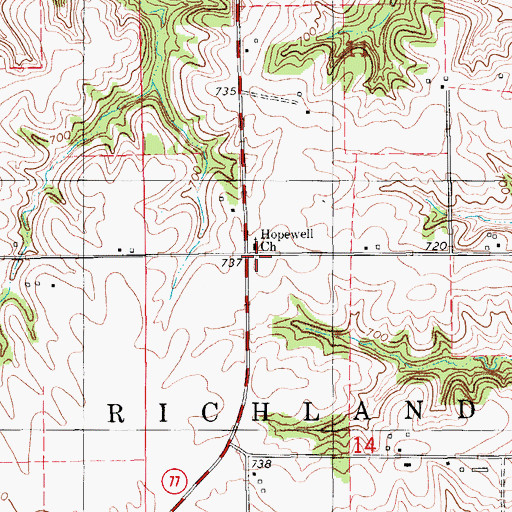 Topographic Map of Hopewell Friends Church, IA